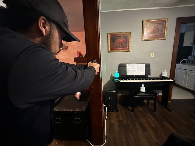 man dry firing in home over piano with imtts man dry firing in home over piano with imtts